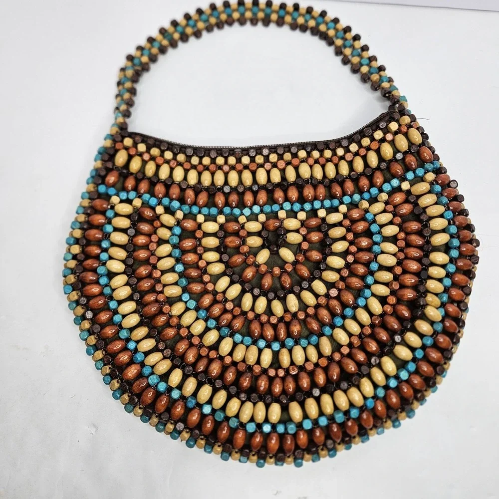 Fashion Express Hobo Beaded Bag Wood Beads 14